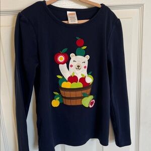 Gymboree Navy Blue Long Sleeve with Bear and Fruit Design - Apple Picking